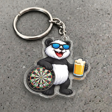 Maxcorners Happy Panda Beer Darts Personalized Name Keychain