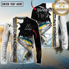 Maxcorners Chinook Fishing Split Grunge Splash Design Personalized Name, Team Name Long Sleeve Shirt (12 Fish Species)