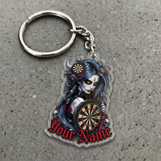 Maxcorners Gothic Darts Queen Personalized Name Keychain