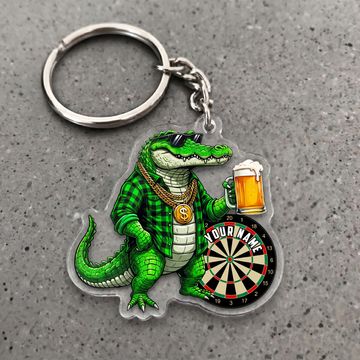 Maxcorners Gangster Alligator Beer Darts Personalized Name Keychain