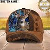 Maxcorners Deer Hunting Rustic Brown Leather & Center Camo Panel Pattern Personalized Name 3D Cap (6 Colors)