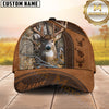 Maxcorners Deer Hunting Rustic Brown Leather & Center Camo Panel Pattern Personalized Name 3D Cap (6 Colors)