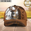 Maxcorners Deer Hunting Rustic Brown Leather & Center Camo Panel Pattern Personalized Name 3D Cap (6 Colors)