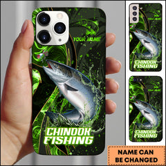Maxcorners Chinook Fishing Green Flame Splash Golden Line Personalized Name 3D Phone Case