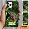 Maxcorners Fishing Green Flame Splash Golden Line Personalized Name 3D Phone Case (10 Fish Species)