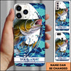 Maxcorners Fishing Phone Case Jumping Blue Camo Water Splash Personalized Name 3D Phone Case (10 Fish Species)