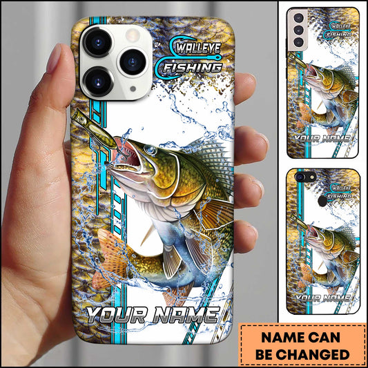 Maxcorners Walleye Fishing Phone Case Lure Strike Action Sport Style Personalized Name 3D Phone Case