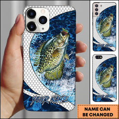 Maxcorners Crappie Fishing Phone Case Scale Deep Blue Water Splash Personalized Name 3D Phone Case