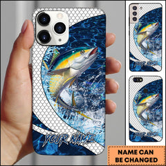 Maxcorners Tuna Fishing Phone Case Scale Deep Blue Water Splash Personalized Name 3D Phone Case
