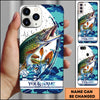Maxcorners Fishing Phone Case Jumping Blue Camo Water Splash Personalized Name 3D Phone Case (10 Fish Species)