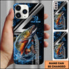 Maxcorners Trout Splash Water Lightning Stripe Dark Blue Art Personalized Name Phone Case