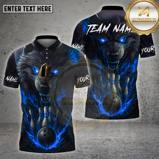 Maxcorners Bowling Shirt Werewolf Eyes Thunder Bowling Ball Multicolor Options Personalized Name, Team Name 3D Shirt (4 Colors)