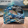 Maxcorners Fishing  Blue Camouflage Fishing Boat Multi Options Personalized Name 3D Classic Cap (11 Fish Species)