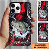 Maxcorners Fishing Red Black Abstract Lightning Splash Personalized Name Phone Case (10 Fish Species)