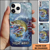 Maxcorners Fishing Ocean Wave Patriotic Camouflage Personalized Name Phone Case (10 Fish Species)
