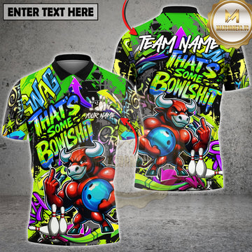 Maxcorners Bowling Graffiti Bull Attitude Neon Street Style Multioptions Personalized Name, Team Name 3D Shirt