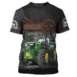 Maxcorners Green 3D Tractor Shirt Truck Driver Personalized Name T-Shirt