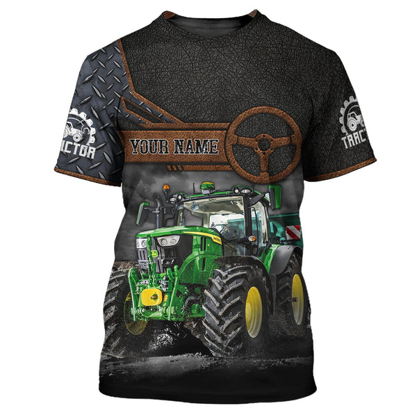 Maxcorners Green 3D Tractor Shirt Truck Driver Personalized Name T-Shirt
