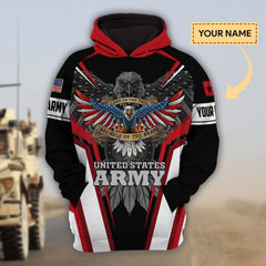 Maxcorners Custom Name Premium Unique Veteran All Over Printed Hoodie