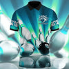 Maxcorners Bowling Ball And Pins Classic Multicolor Customized Name 3D Polo Shirt