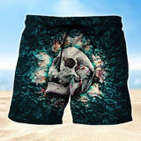 Maxcorners Skull GreenWhite Mens Board Shorts