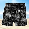 Maxcorners Skull Ghosy Black Skull Mens Board Shorts