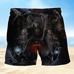 Maxcorners Black  Skull Mens Board Shorts