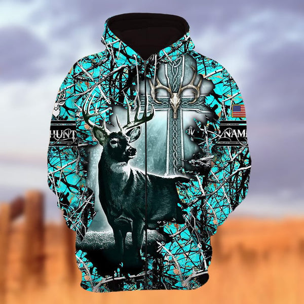 Maxcorners Personalized Name The Uniqe Deer Hunting 3D Hoodie & Zip Hoodie