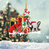 MAXCORNERS FRENCH BULLDOG MERRY CHRISTMAS HANGING ORNAMENT
