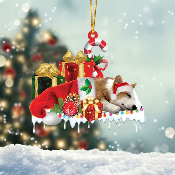 MAXCORNERS CORGI MERRY CHRISTMAS HANGING ORNAMENT