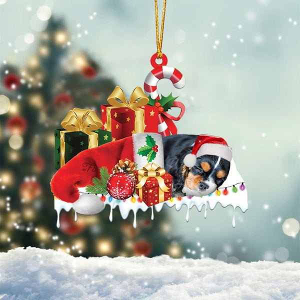 MAXCORNERS CAVALIER KING CHARLES SPANIEL MERRY CHRISTMAS HANGING ORNAMENT