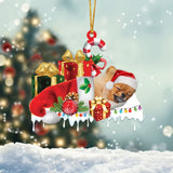 MAXCORNERS POMERANIAN 2 MERRY CHRISTMAS HANGING ORNAMENT