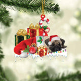 MAXCORNERS PUG MERRY CHRISTMAS HANGING ORNAMENT