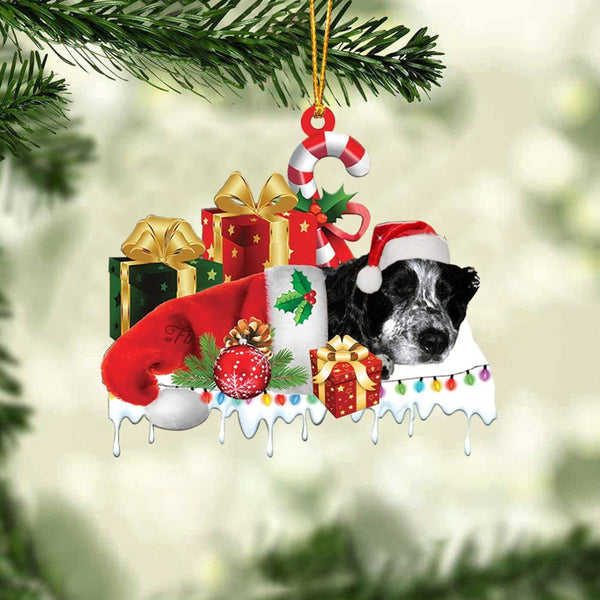MAXCORNERS BLUE ROAN COCKER SPANIEL MERRY CHRISTMAS HANGING ORNAMENT