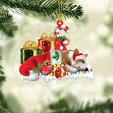 MAXCORNERS CORGI MERRY CHRISTMAS HANGING ORNAMENT