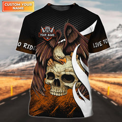 Maxcorners Custom Name Eagle Steals Skull Limited Edition Motorcycles Shirt 3D