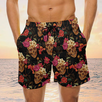 Maxcorners Skull Rose Mens Board Shorts