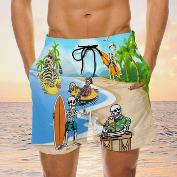 Maxcorners Skull Relaxing On The Beach Summer Mens Board Shorts