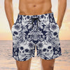Maxcorners Skull Blue Flower Mens Board Shorts