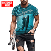 Maxcorners Scuba Diving Blue Camo Pattern Classic Customized Name All Over Printed Shirt
