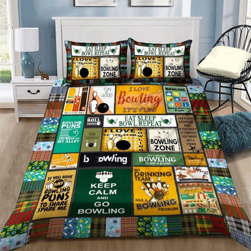 Maxcorners Eat Sleep Bowl Repeat 3D Bedding Set