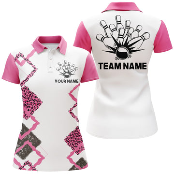 Maxcorners Pink Leopard Customized Name All Over Printed Shirt For Women