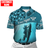 Maxcorners Scuba Diving Blue Camo Pattern Classic Customized Name All Over Printed Shirt