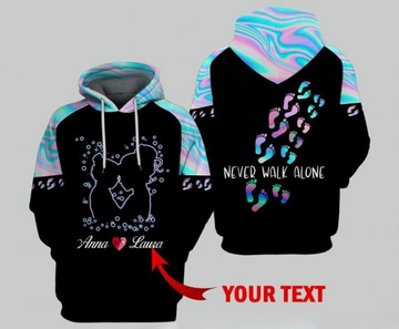 Maxcorners Mother's Day Never Walk Alone Personalized Name 3D Over Printed Hoodie
