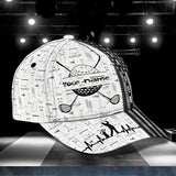 Maxcorners Golf Black And White USA Flag Customized Name All Over Printed Cap