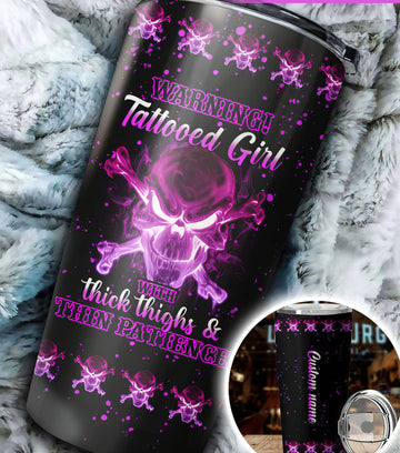 Maxcorners Warning Tattoo Girl Personalized Name 3D Over Printed Tumbler