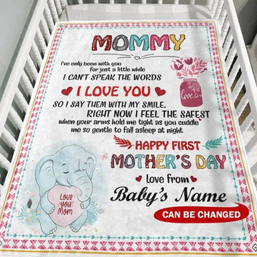 Maxcorners 1st Mother's Day Mommy I Love You Personalized Name Blanket