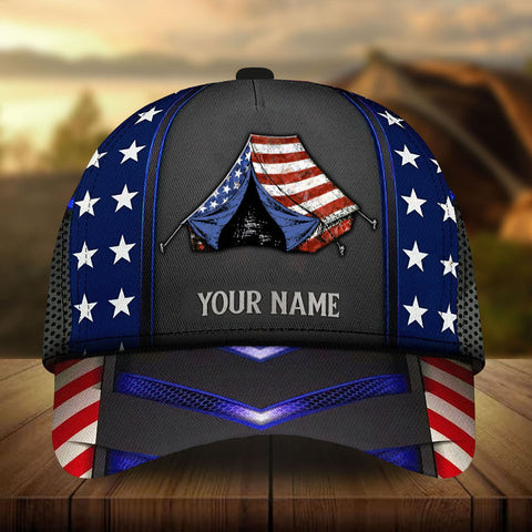 Max Corners US Flag Camping Tent Art Custom 3D Cap