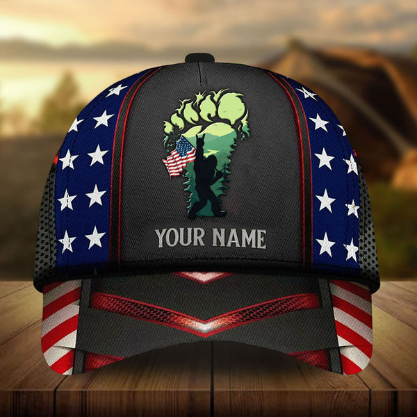 Max Corners US Flag Big Foot Art Custom 3D Cap