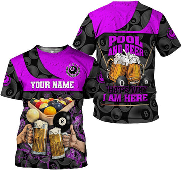 Maxcorners Pool And Beer Purple Personalized Unisex Shirt
